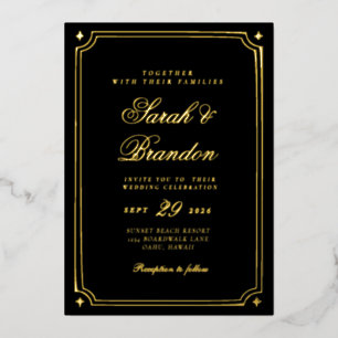 Warme, Minimalistische Script-Hochzeit Folieneinladung