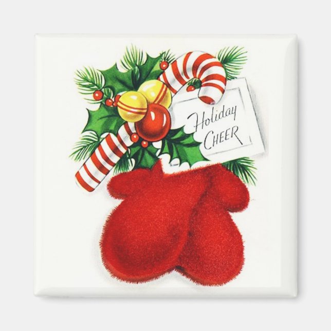 Warme Mittens & Holiday Cheer Vintag Magnet (Vorne)