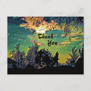 Warme Morgendämmerung Sonnenaufgang Bäume Danke Postkarte
