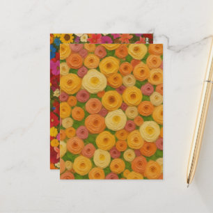 Warme nahtlose Herbst-Blumenmuster-Ölgemälde A Postkarte
