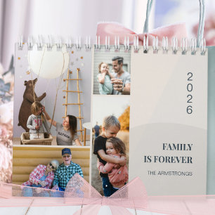 Warme neutrale minimalistische Familien-Foto-Colla Kalender