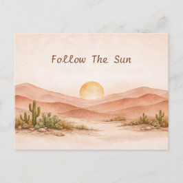 Warme neutrale Wasserfarben-Wüsten-Sonnenuntergang Postkarte