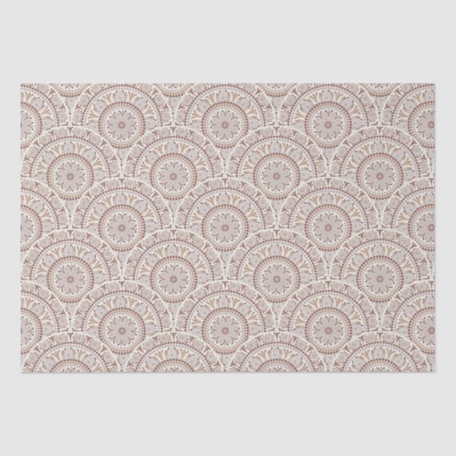Warme Neutrals Cafe Ombre Dot Mandala Art Deco Seidenpapier (Vorderseite)