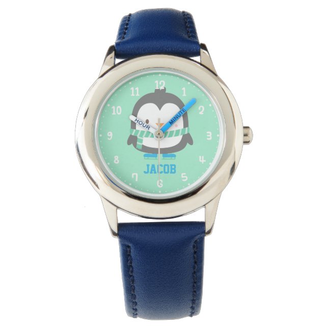 Warme Niedliche kleine Pinguin-Kinderuhren behalte Armbanduhr (Vorderseite)