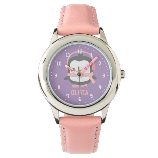 Warme Niedliche Pinguin-Girls behalten Armbanduhr (Vorderseite)