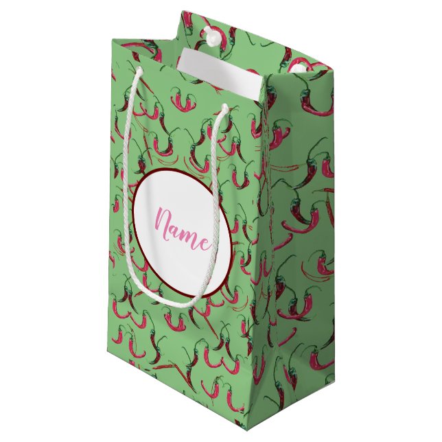 Warme Paprikaschoten Kleine Geschenktüte (Vorderseite Schrägansicht)