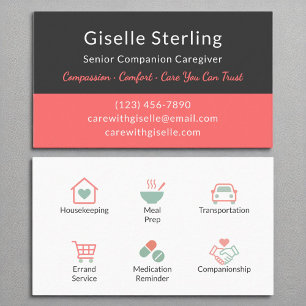Warme Pastel Caregiver und Companion Service Visitenkarte