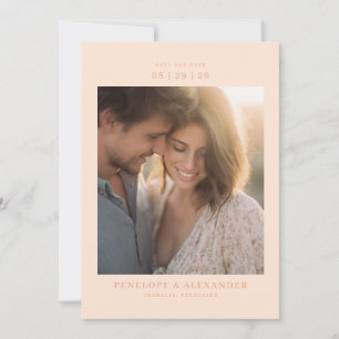 Warme Pfirsich-Minimalist-Foto Save The Date
