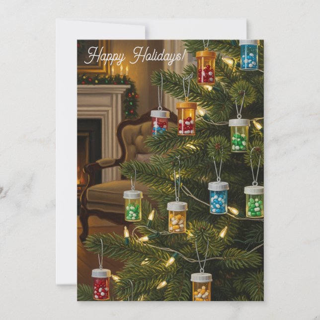 Warme Pharmacy Christmas Tree Card Feiertagskarte (Vorderseite)