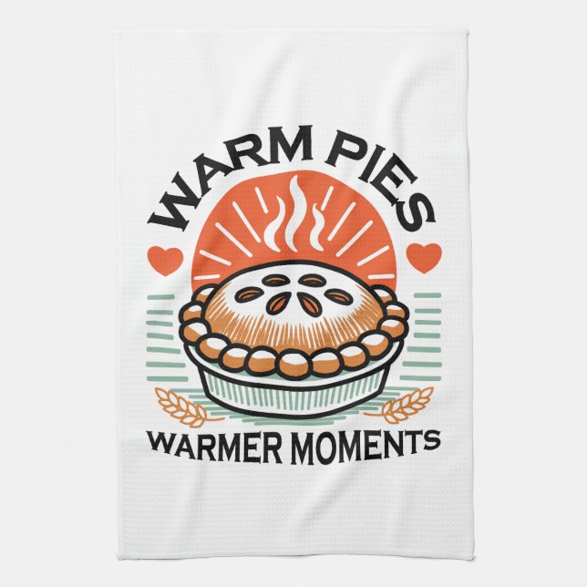 Warme Pies Warmer Momente - Gemütliche Herbstgesta Geschirrtuch (Vertikal)