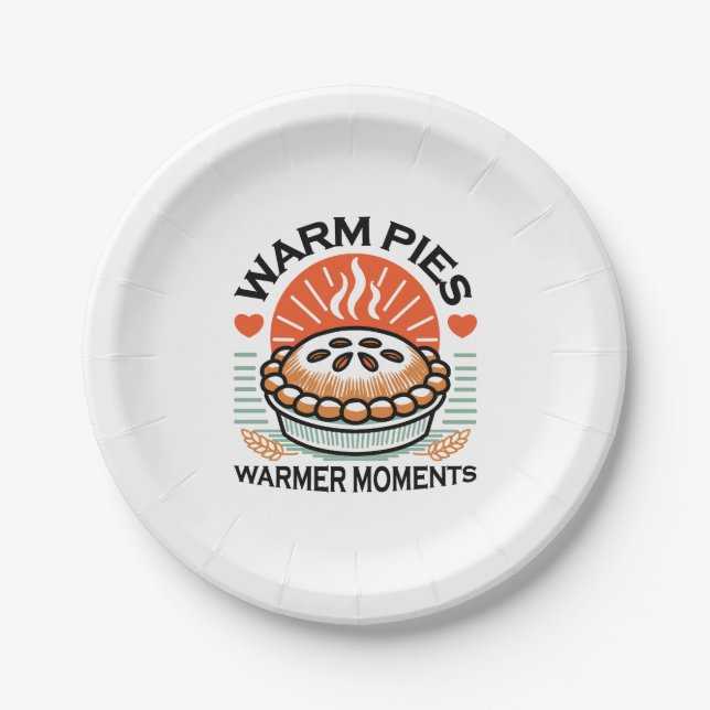 Warme Pies Warmer Momente - Gemütliche Herbstgesta Pappteller (Vorderseite)