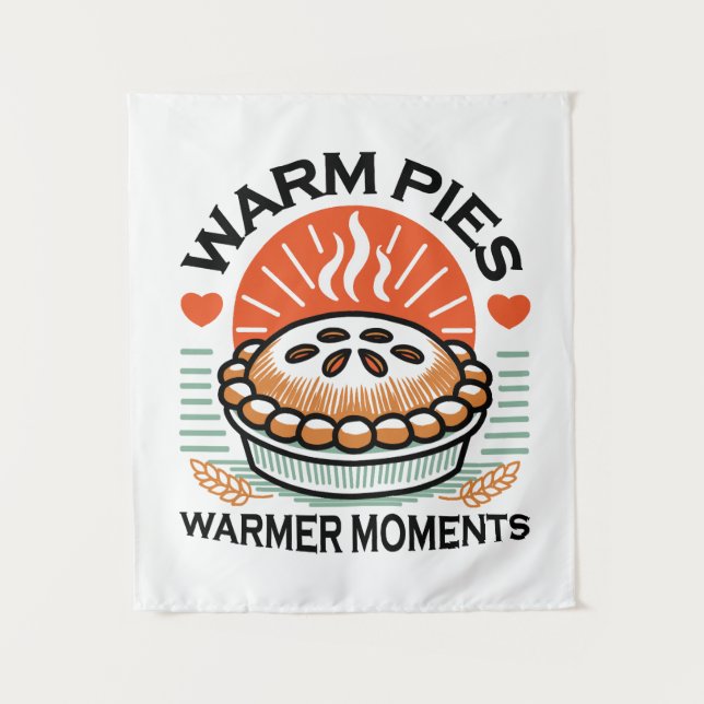 Warme Pies Warmer Momente - Gemütliche Herbstgesta Wandteppich (Vorderseite)