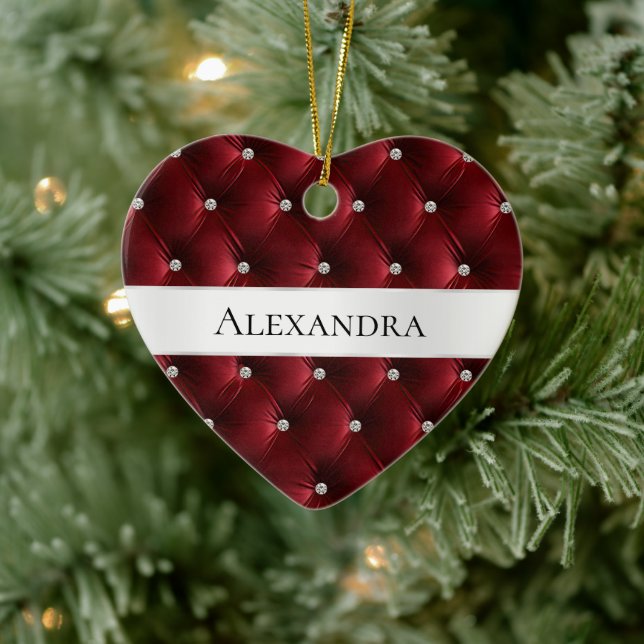 Warme Red Luxury Imitats Samt Weihnachten Keramik Ornament (Baum)