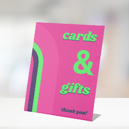 Warme rosa Groovy Retro Karten und Geschenke Hochz Sockelschild