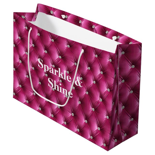 Warme rosa Imitate Velvet Große Geschenktüte (Vorderseite Schrägansicht)