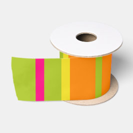 Warme, rosa, kalkgrüne und tieforange Streifen Satinband