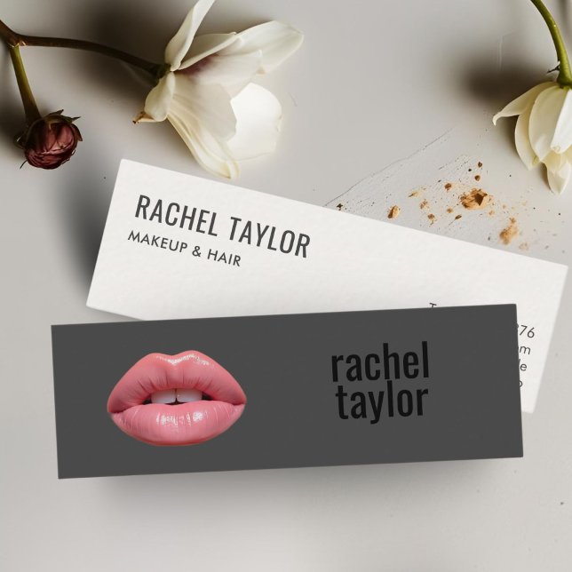Warme rosa Lippen | Charcoal Makeup Business Card Mini Visitenkarte (Von Creator hochgeladen)