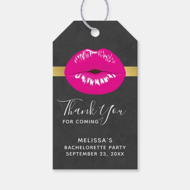 Warme Rosa Lippen Glamour Illustration Bachelorett Geschenkanhänger (Vorderseite)