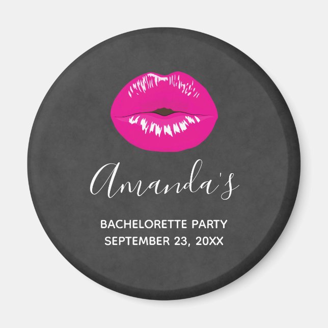 Warme Rosa Lippen Glamour Illustration Bachelorett Magnet (Vorne)