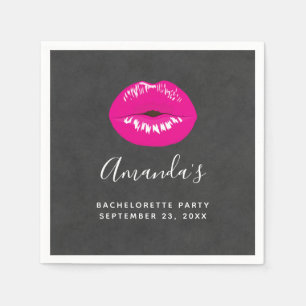 Warme Rosa Lippen Glamour Illustration Bachelorett Serviette