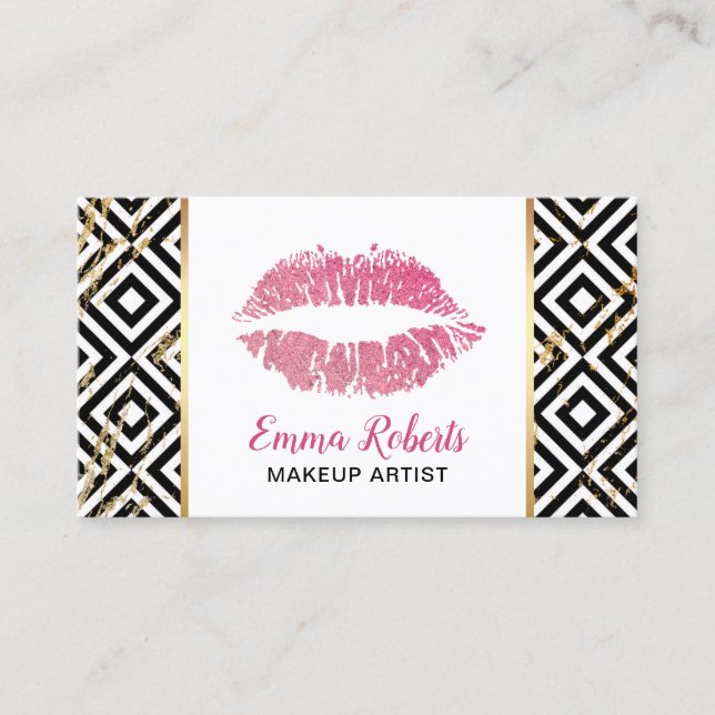 Warme rosa Lippen Trendy Salon Visitenkarte (Vorderseite)