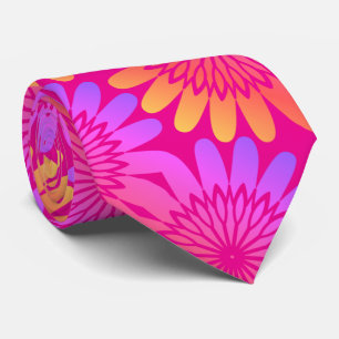 Warme rosa orange florale Retromuster Moderne Krawatte