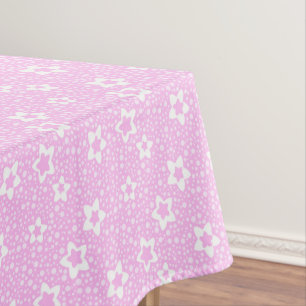 Warme rosa Retropolka-Punkte mit Blumenmuster Tischdecke