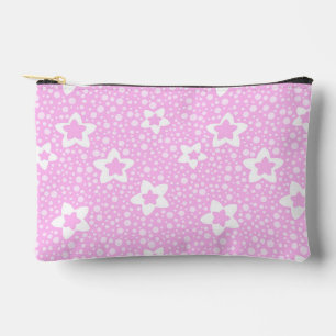 Warme rosa Retropolka-Punkte mit Blumenmuster Zubehörtasche