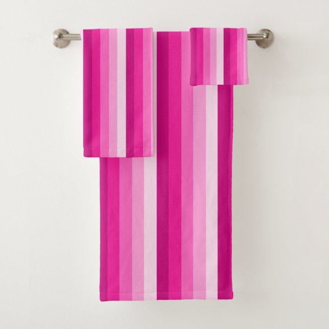 Warme rosa Schattenstreifen Badhandtuch Set (Insitu)