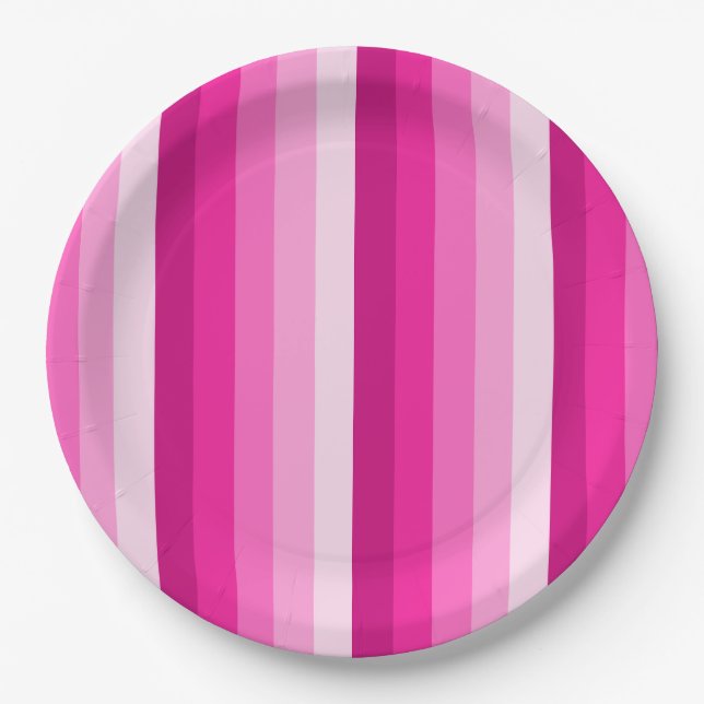 Warme rosa Schattenstreifen Pappteller (Vorderseite)