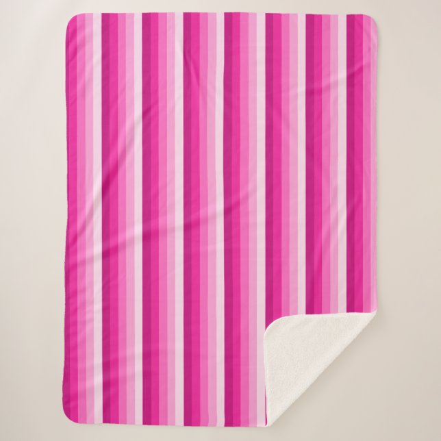 Warme rosa Schattenstreifen Sherpadecke (Vorderseite)