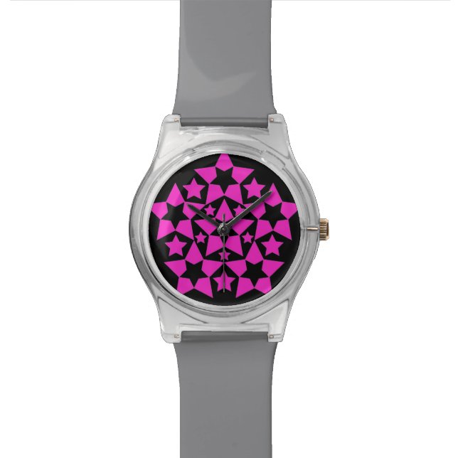 Warme rosa Sterne beobachten Armbanduhr (Nahaufnahme)