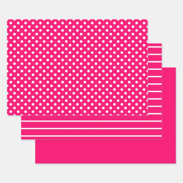 Warme rosa Streifen Geschenkpapier Set (Set)