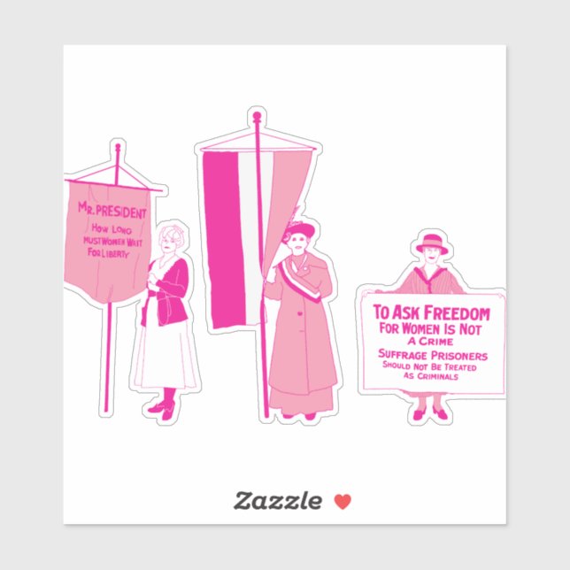 Warme Rosa Suffragettes Aufkleber (Blatt)