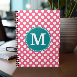 Warme rosa und Aquamarine Polka-Punkte mit benutze Notizblock