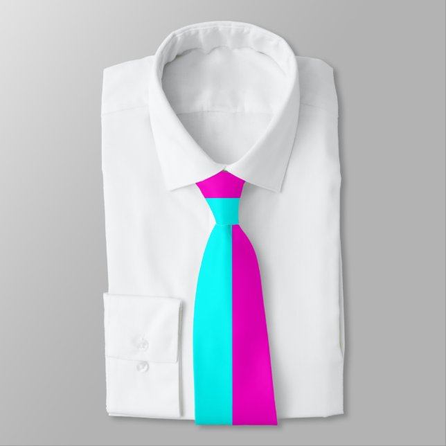 Warme rosa und blaue türkisfarbene Streifen Krawatte (Gebunden)