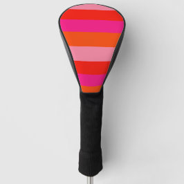 Warme rosa und helle Orangen Streifen Golf Headcover