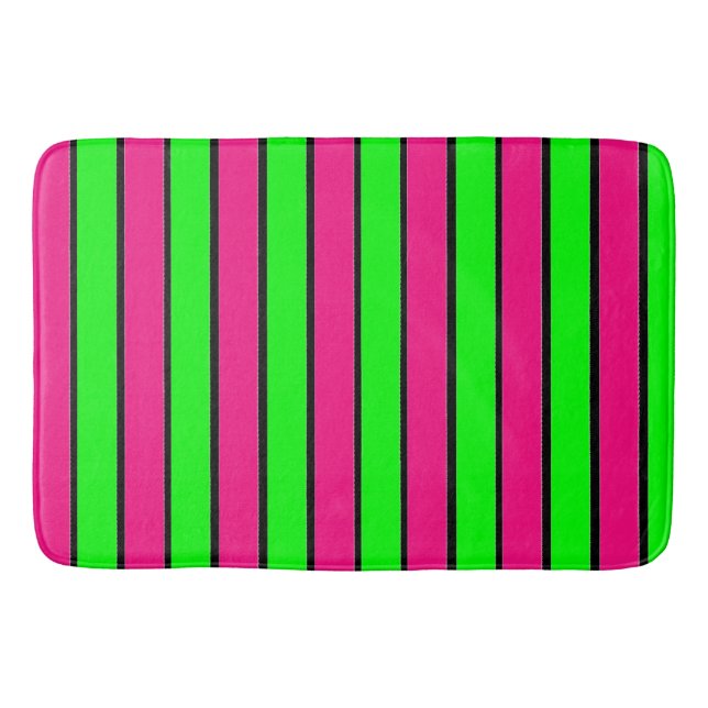 Warme Rosa und kalkgrüne Streifen Badematte (Vorderseite)