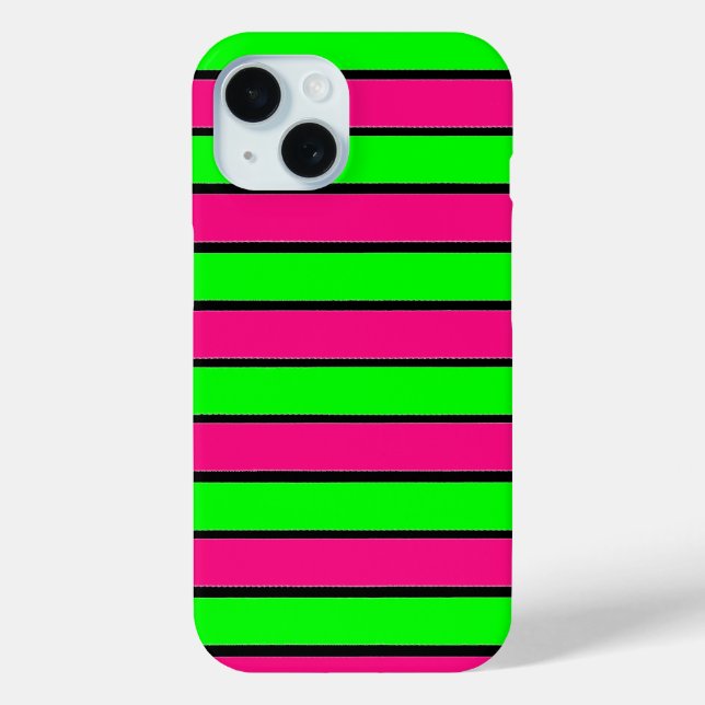 Warme Rosa und kalkgrüne Streifen Case-Mate iPhone Hülle (Rückseite)