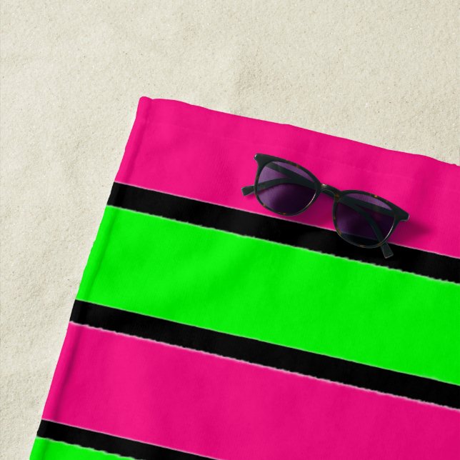 Warme Rosa und kalkgrüne Streifen Strandtuch (Beispiel)