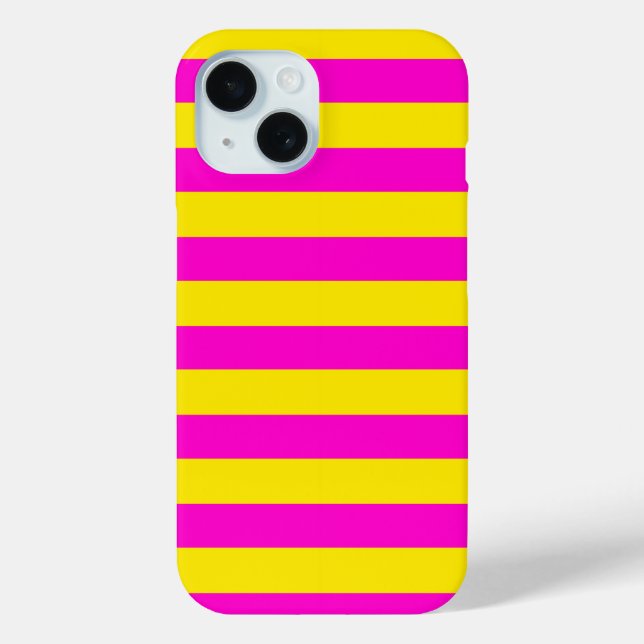 Warme rosa und kanarisch-gelbe Streifen Case-Mate iPhone Hülle (Rückseite)