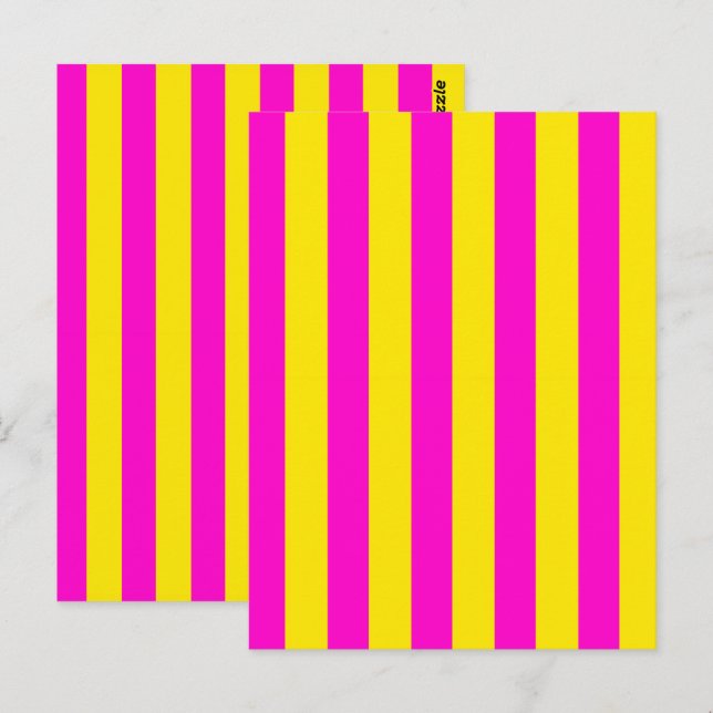 Warme rosa und kanarisch-gelbe Streifen Postkarte (Vorne/Hinten)
