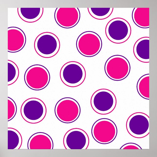 Warme rosa und Lila Polka-Dosen - Konzentrische Kr Poster (Vorne)
