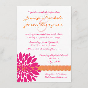 Warme Rosa und orange Blume Hochzeitseinladungen Einladung