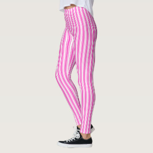 Warme, rosa und weiße Streifen aus Süßigkeiten Leggings