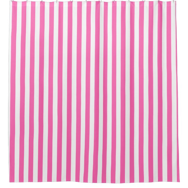 Warme Rosa und weiße Streifen Duschvorhang (Vorderseite)