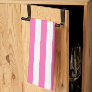 Warme Rosa und weiße Streifen Geschirrtuch