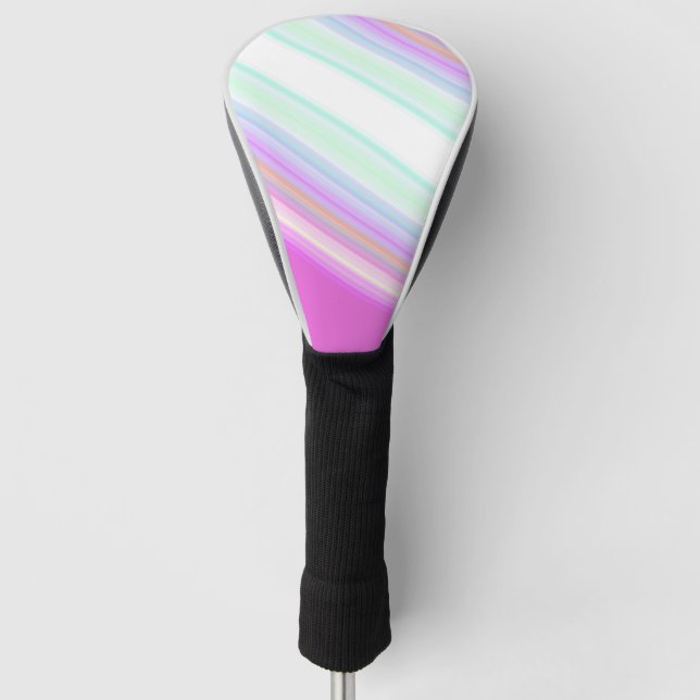 Warme, rosa und weiße Streifen Golf Headcover (Vorderseite)