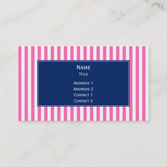 Warme Rosa und weiße Streifen mit Royal Blue Visitenkarte (Vorderseite)