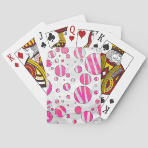 Warme rosa und weiße Zebra-Polka-Punkte Spielkarten
